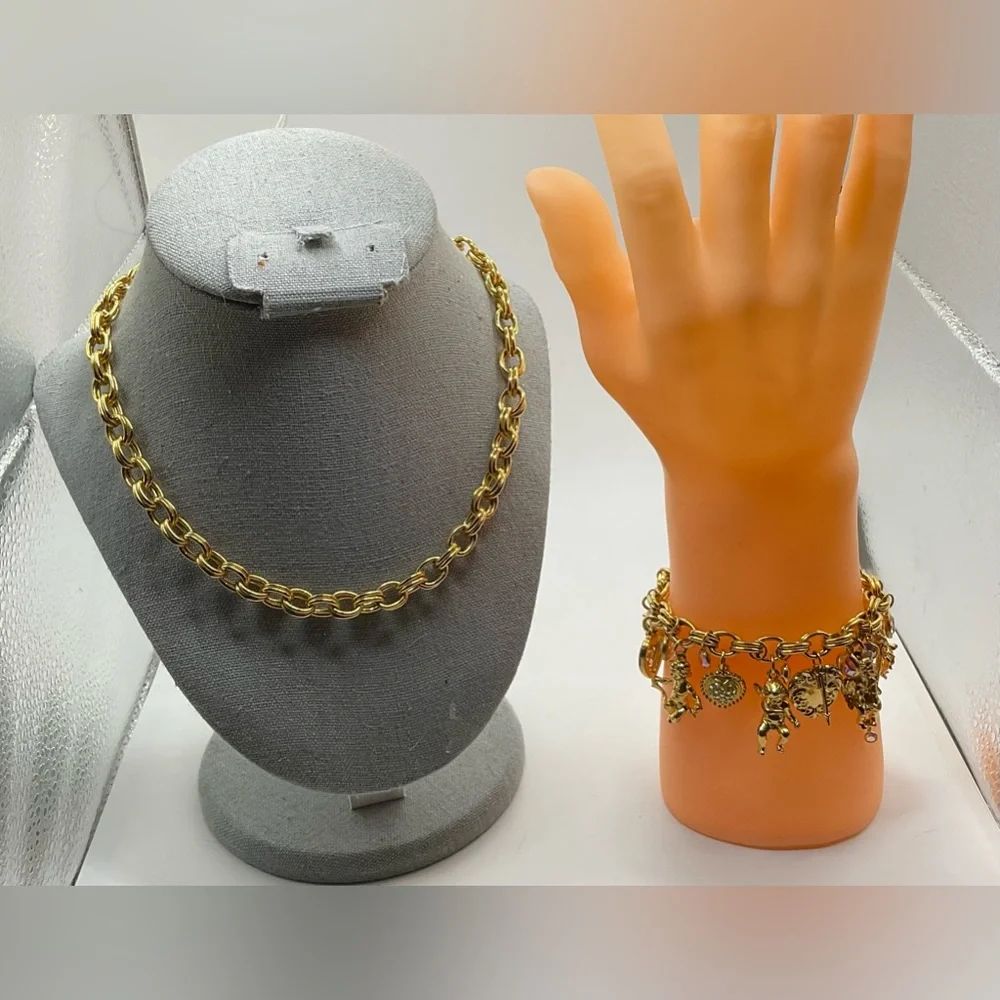 Kirk’s Folly:”Hearts and Angels” charms bracelet ~necklace set vintage retired. - Picture 2 of 9